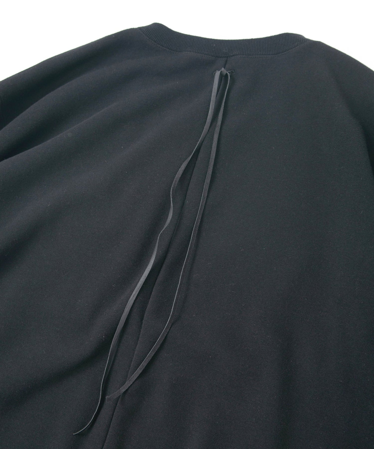 ストレッチコットンポリ ベロア加工ニット トレーナー - BLACK