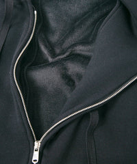 Load image into Gallery viewer, Stretch Cotton Polyester Knit Backside Velor finish Zip up Hoodie - Black