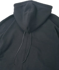 Stretch Cotton Polyester Knit Backside Velor finish Zip up Hoodie - Black