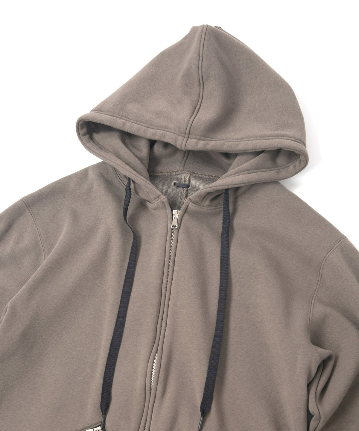 Stretch Cotton Polyester Knit Backside Velor finish Zip up Hoodie - OLIVE