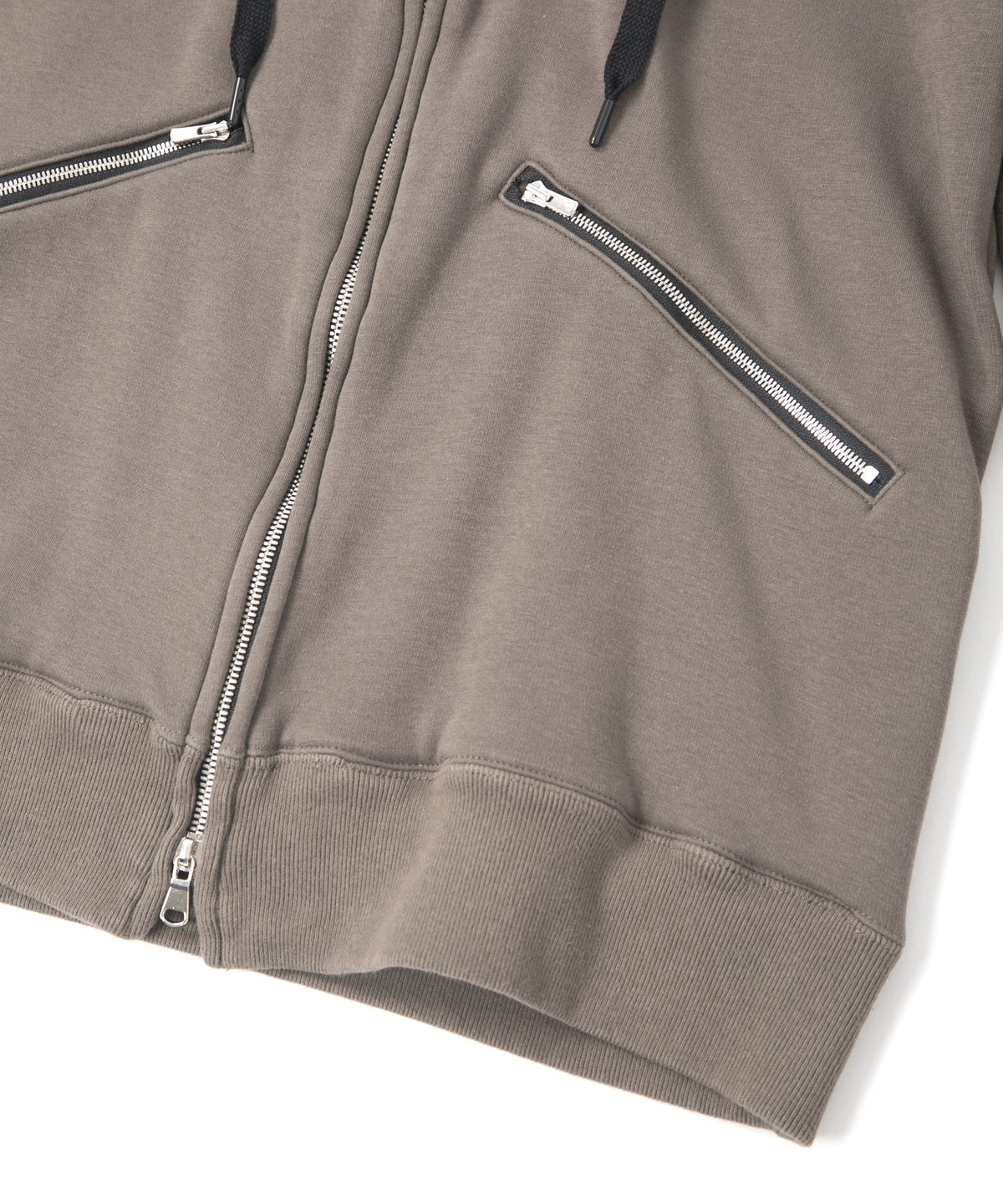 Stretch Cotton Polyester Knit Backside Velor finish Zip up Hoodie - OLIVE