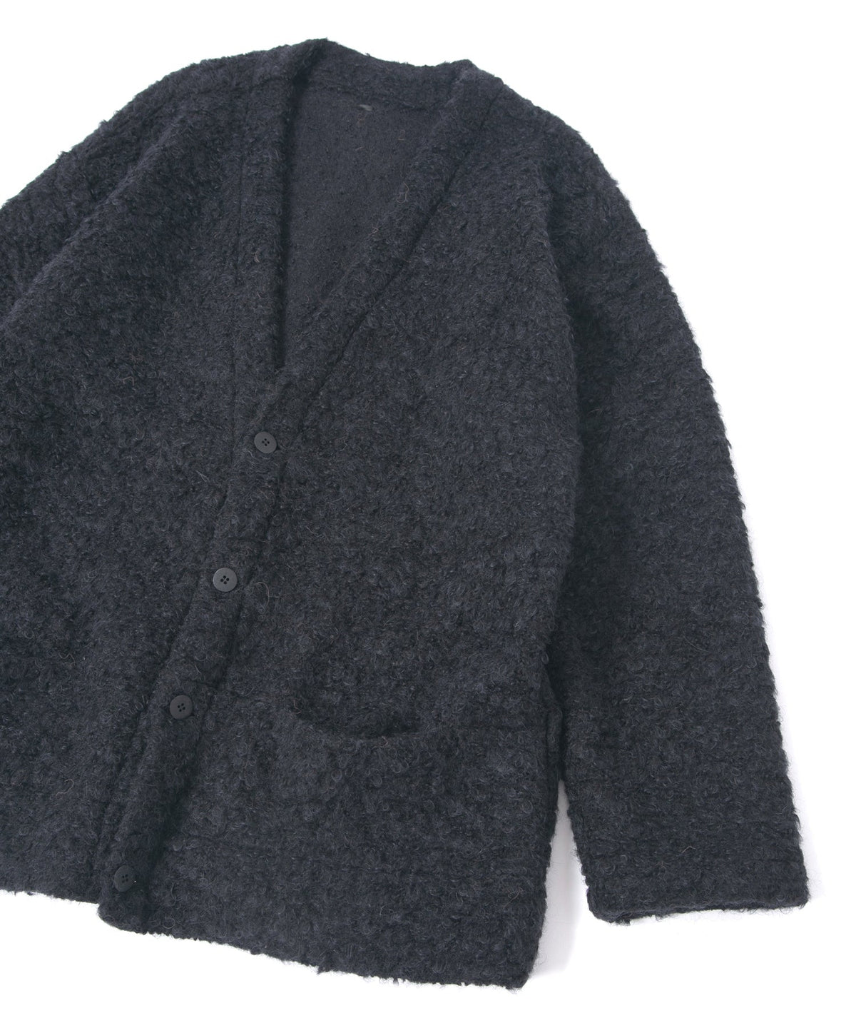 Loop Tweed Knit Long Cardigan - BLACK