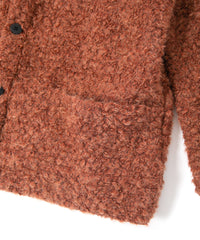 Loop Tweed Knit Long Cardigan - ORANGE