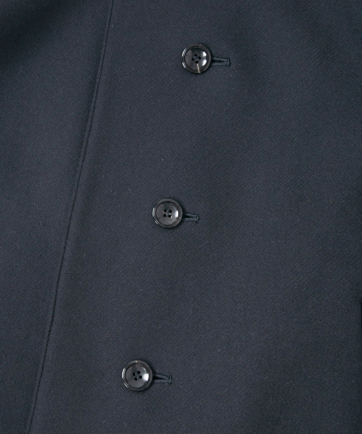 ダブル ウェービング メルトン バイカーロングコート- NAVY