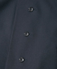 ダブル ウェービング メルトン バイカーロングコート- NAVY