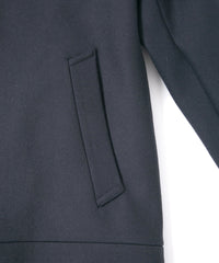 ダブル ウェービング メルトン バイカーロングコート- NAVY