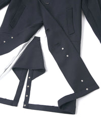 ダブル ウェービング メルトン バイカーロングコート- NAVY