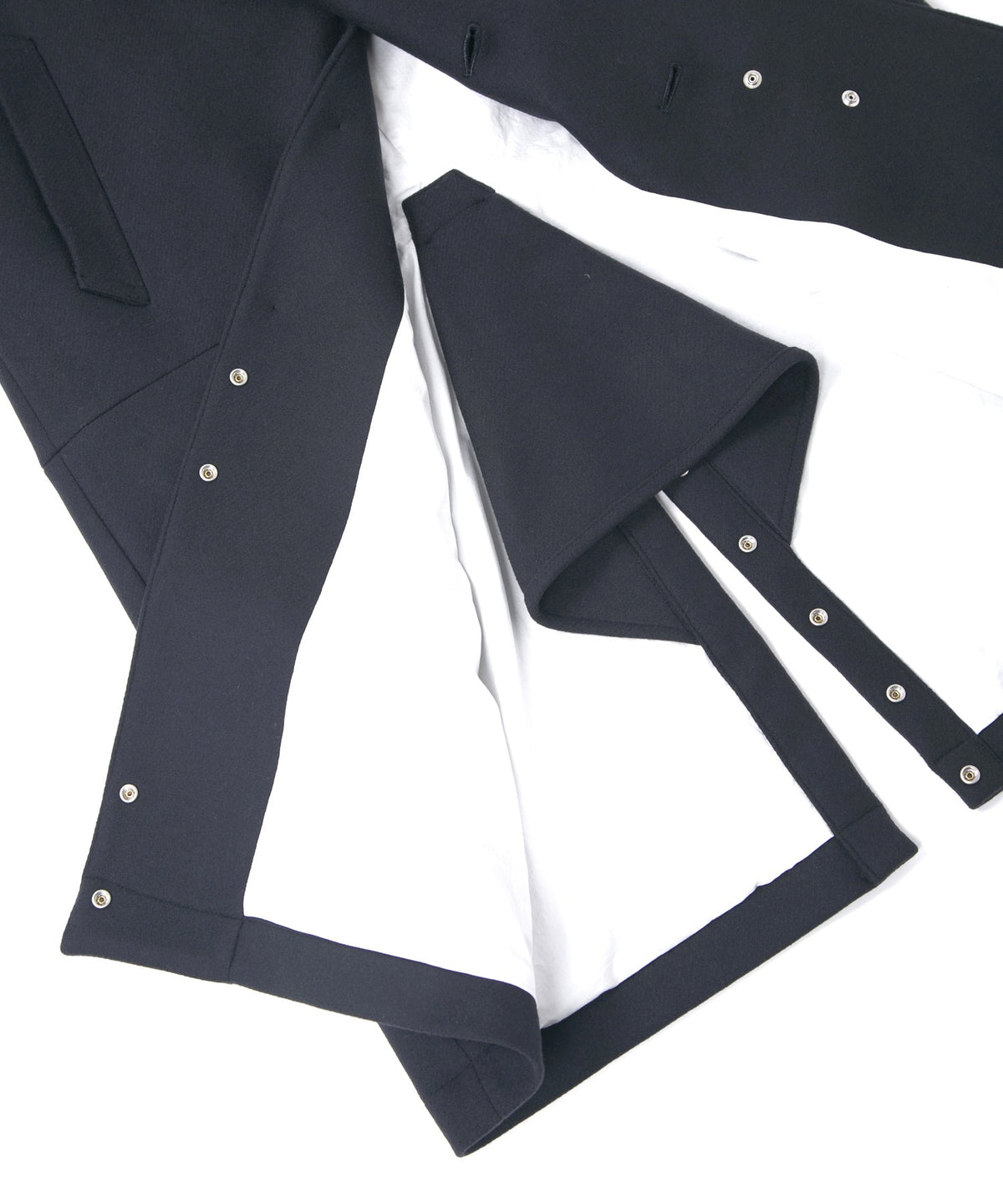 ダブル ウェービング メルトン バイカーロングコート- NAVY