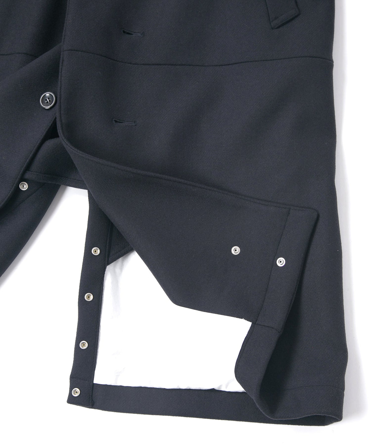 ダブル ウェービング メルトン バイカーロングコート- NAVY