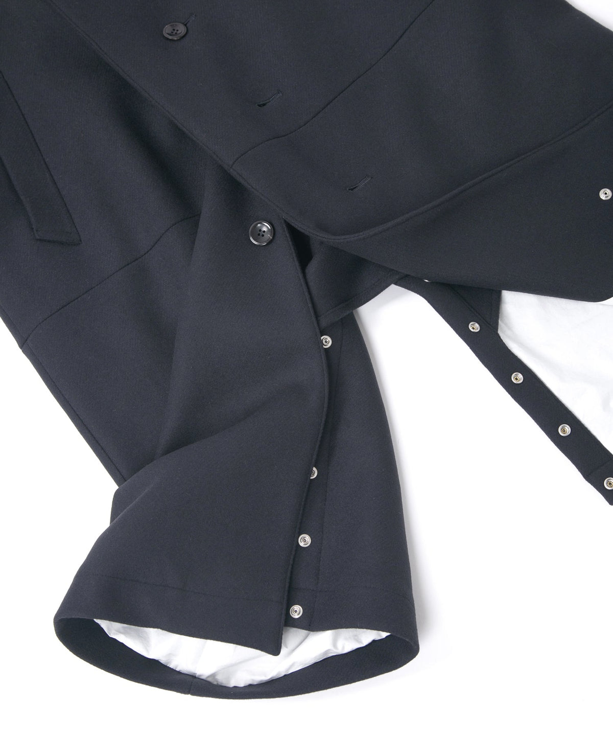 ダブル ウェービング メルトン バイカーロングコート- NAVY