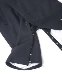 ダブル ウェービング メルトン バイカーロングコート- NAVY