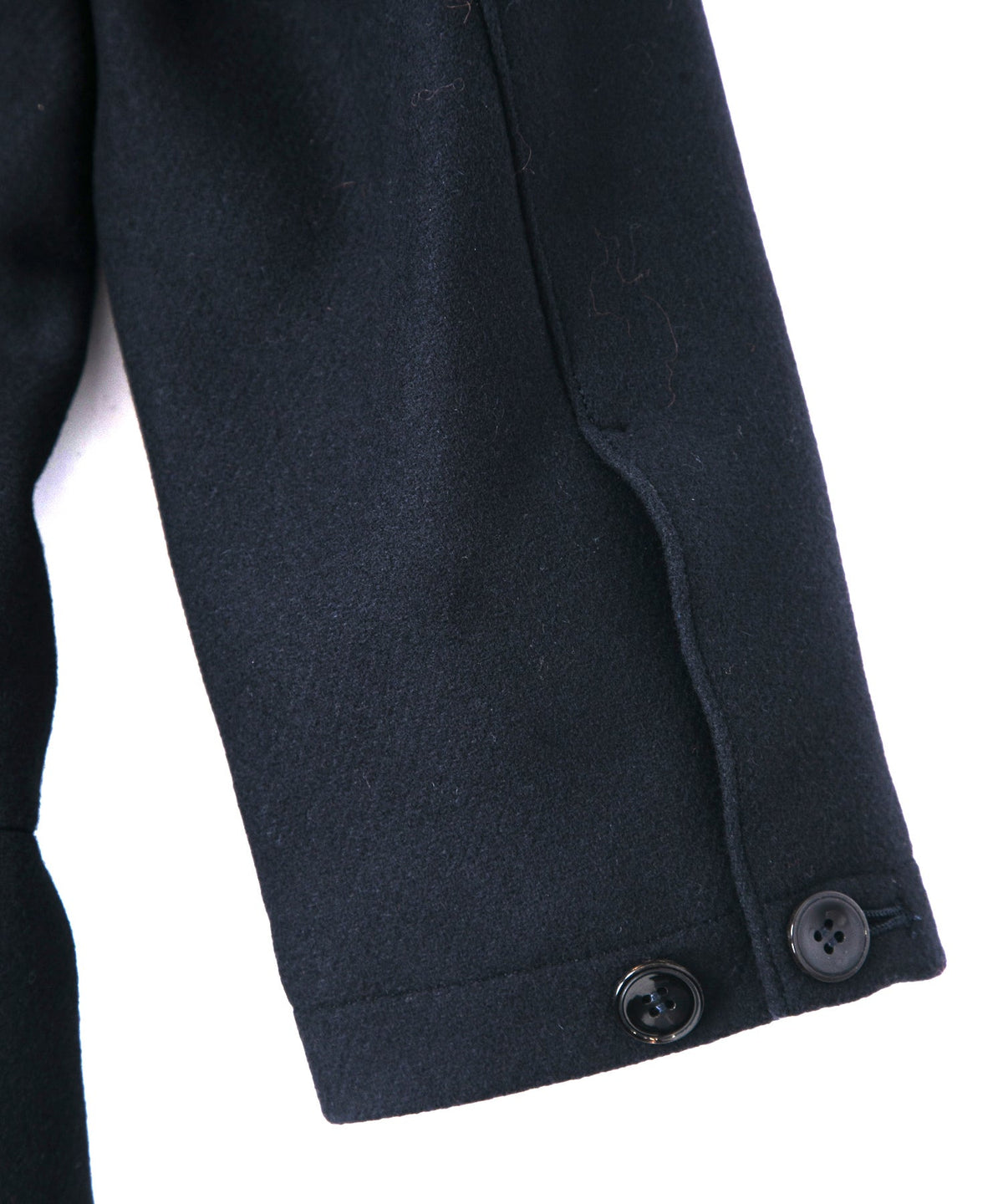 ダブル ウェービング メルトン バイカーロングコート- NAVY