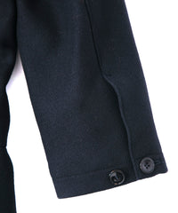 ダブル ウェービング メルトン バイカーロングコート- NAVY