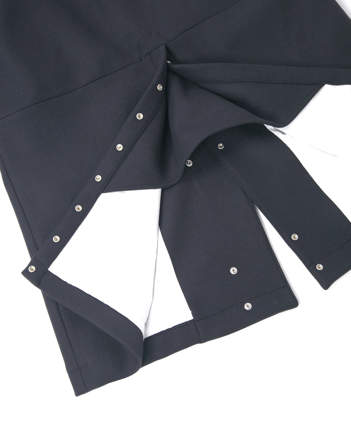 ダブル ウェービング メルトン バイカーロングコート- NAVY