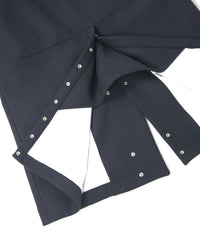 ダブル ウェービング メルトン バイカーロングコート- NAVY