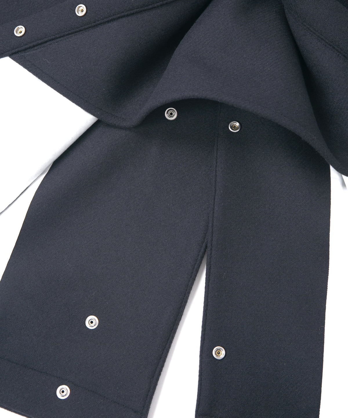 ダブル ウェービング メルトン バイカーロングコート- NAVY