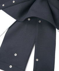 ダブル ウェービング メルトン バイカーロングコート- NAVY