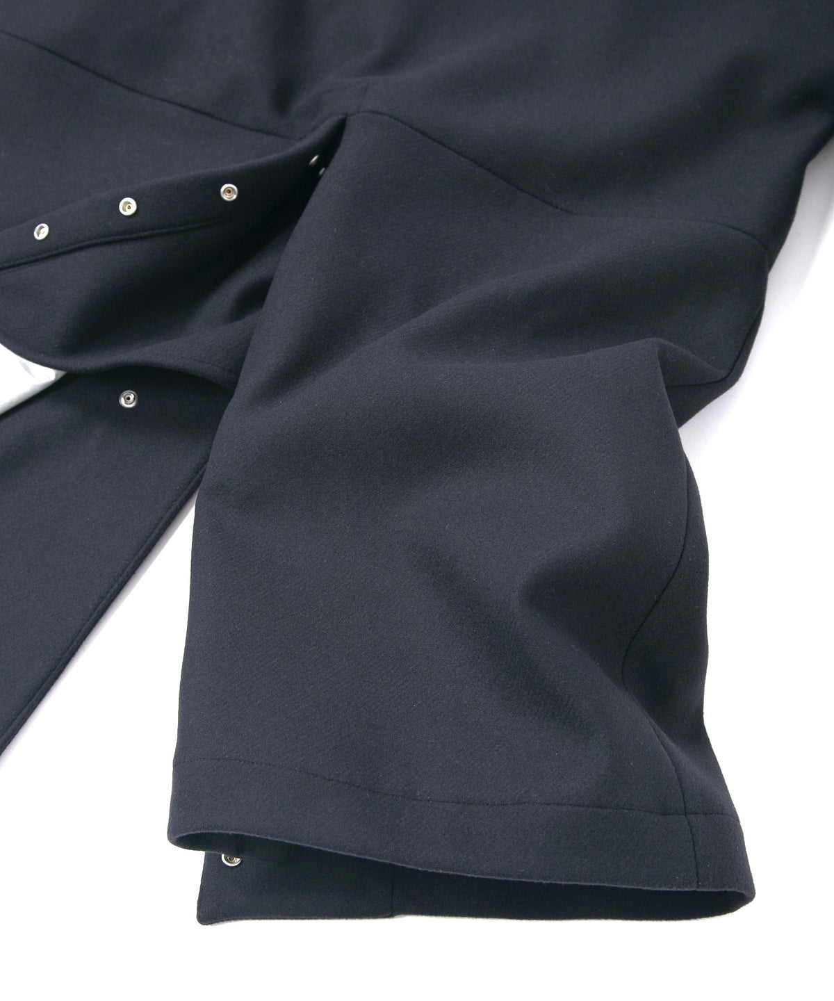 ダブル ウェービング メルトン バイカーロングコート- NAVY