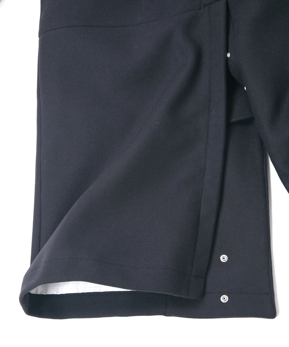 ダブル ウェービング メルトン バイカーロングコート- NAVY