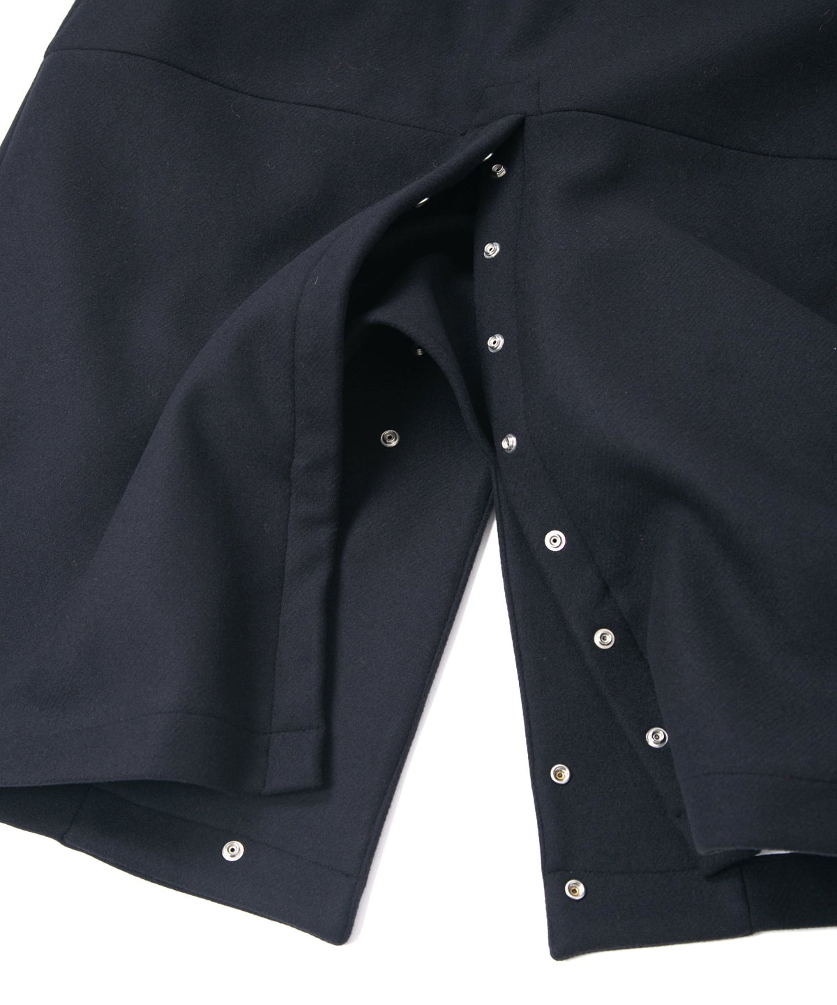 ダブル ウェービング メルトン バイカーロングコート- NAVY