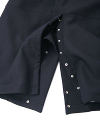 ダブル ウェービング メルトン バイカーロングコート- NAVY