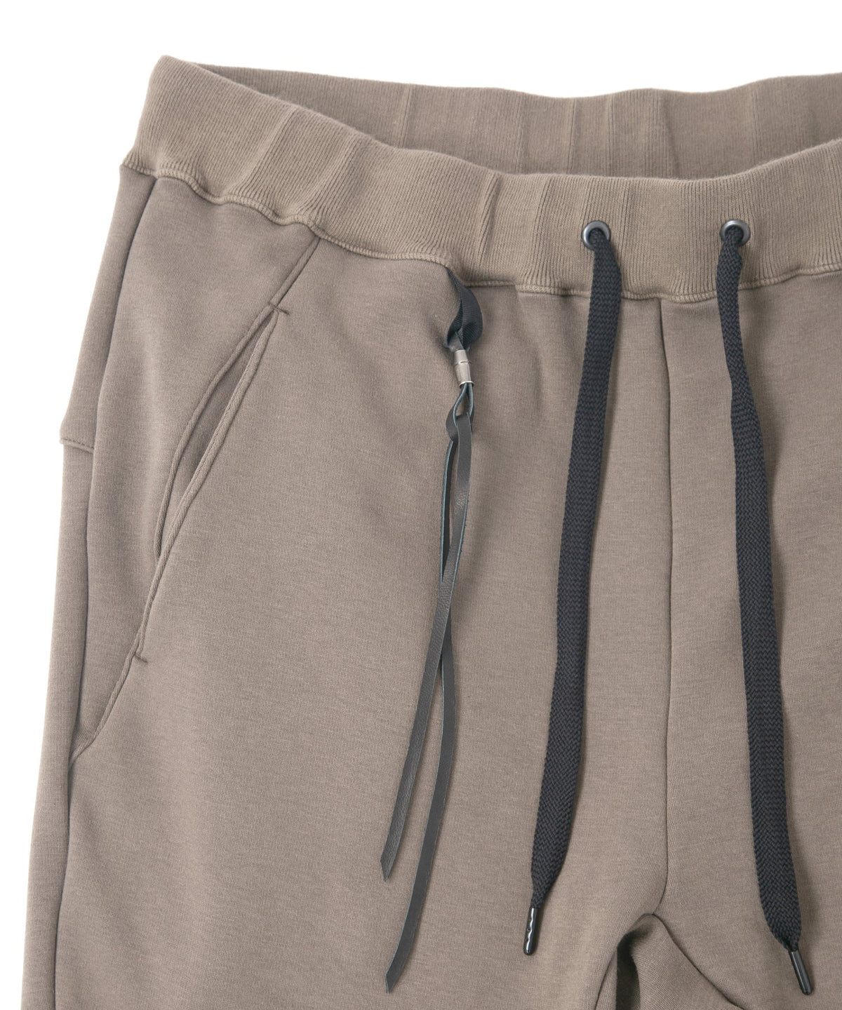 ストレッチコットンポリ ベロア加工ニット スエットパンツ - OLIVE