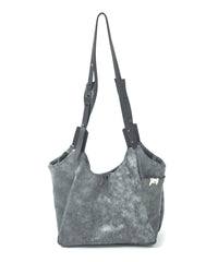 Waxed Pit Vegetable Full Tanned Shrank Horse hide Shoulder Bag - WHITE