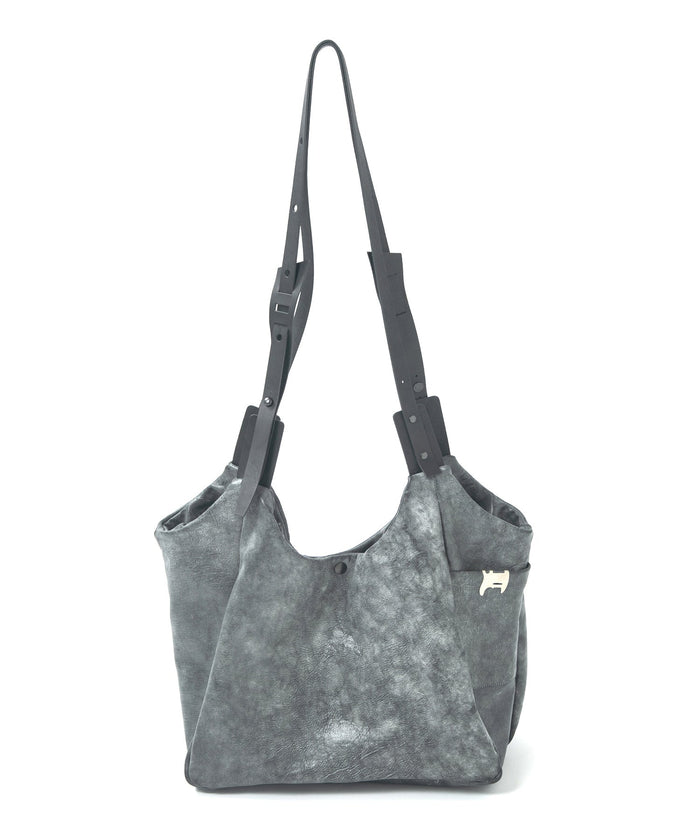 Waxed Pit Vegetable Full Tanned Shrank Horse hide Shoulder Bag - WHITE