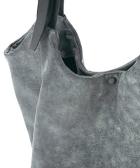Waxed Pit Vegetable Full Tanned Shrank Horse hide Shoulder Bag - WHITE