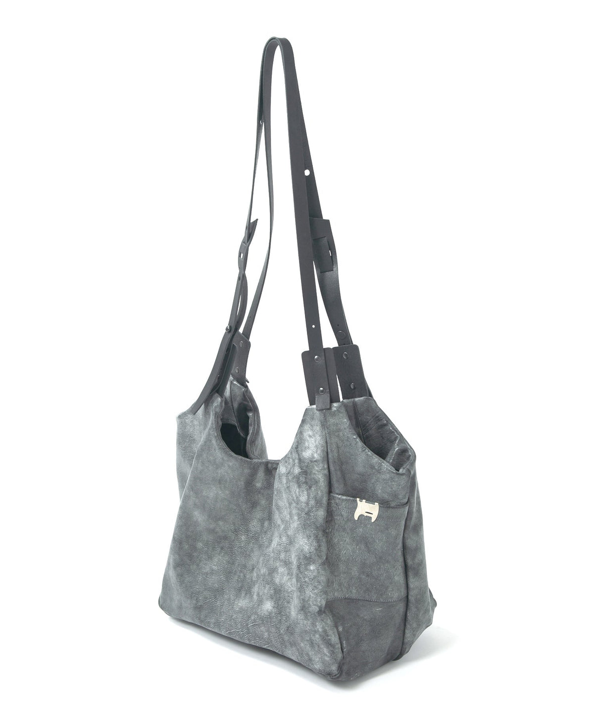 Waxed Pit Vegetable Full Tanned Shrank Horse hide Shoulder Bag - WHITE