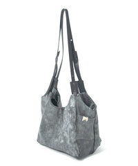 Waxed Pit Vegetable Full Tanned Shrank Horse hide Shoulder Bag - WHITE