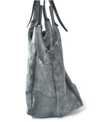 Waxed Pit Vegetable Full Tanned Shrank Horse hide Shoulder Bag - WHITE