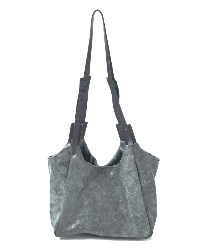 Waxed Pit Vegetable Full Tanned Shrank Horse hide Shoulder Bag - WHITE