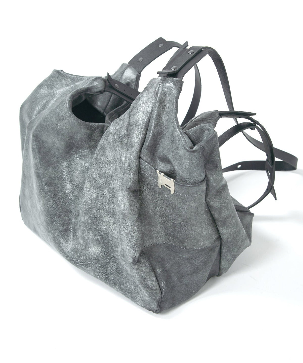 Waxed Pit Vegetable Full Tanned Shrank Horse hide Shoulder Bag - WHITE
