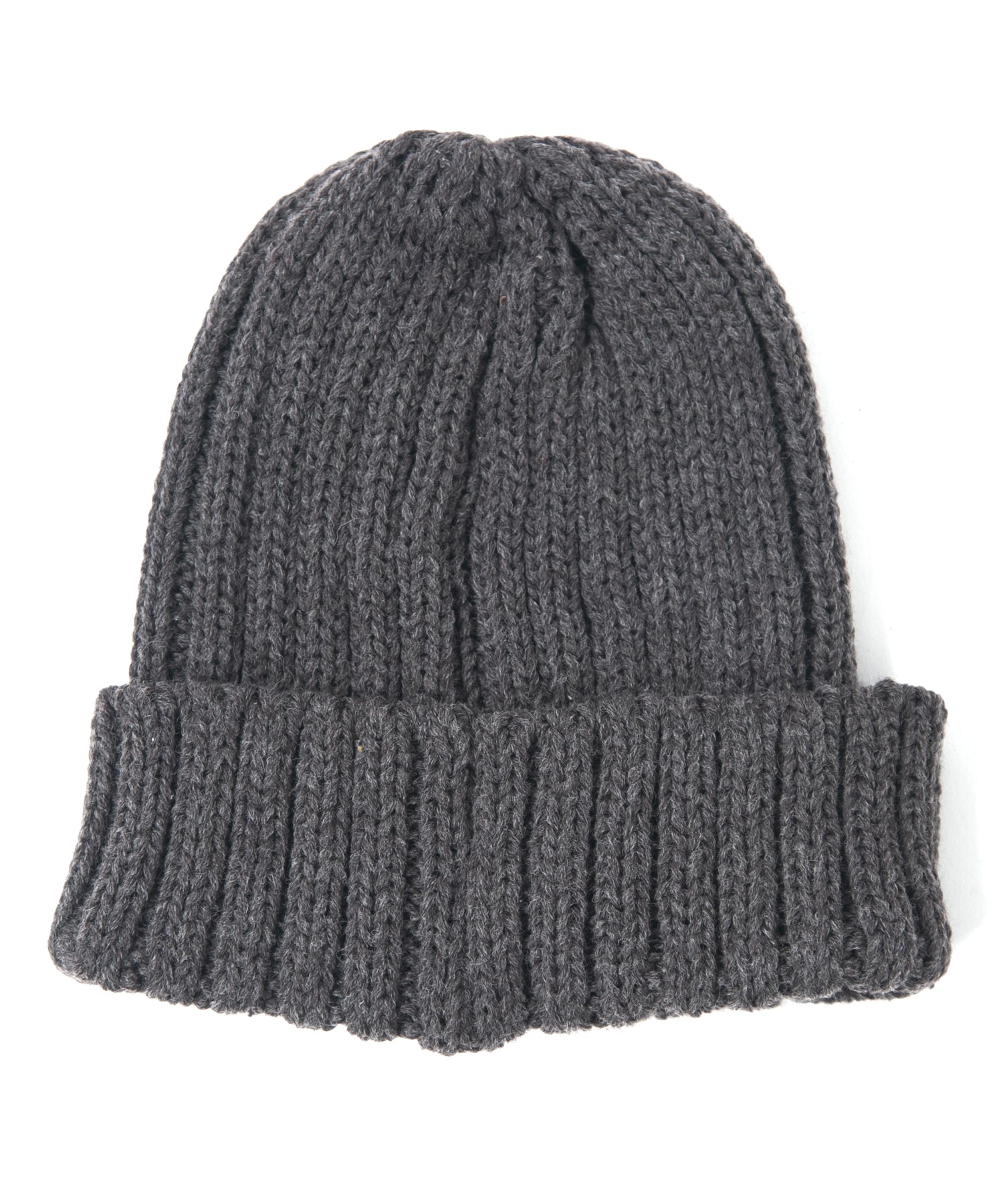 ウールアクリル ローゲージ リブ編み ニットキャップ - CHARCOAL