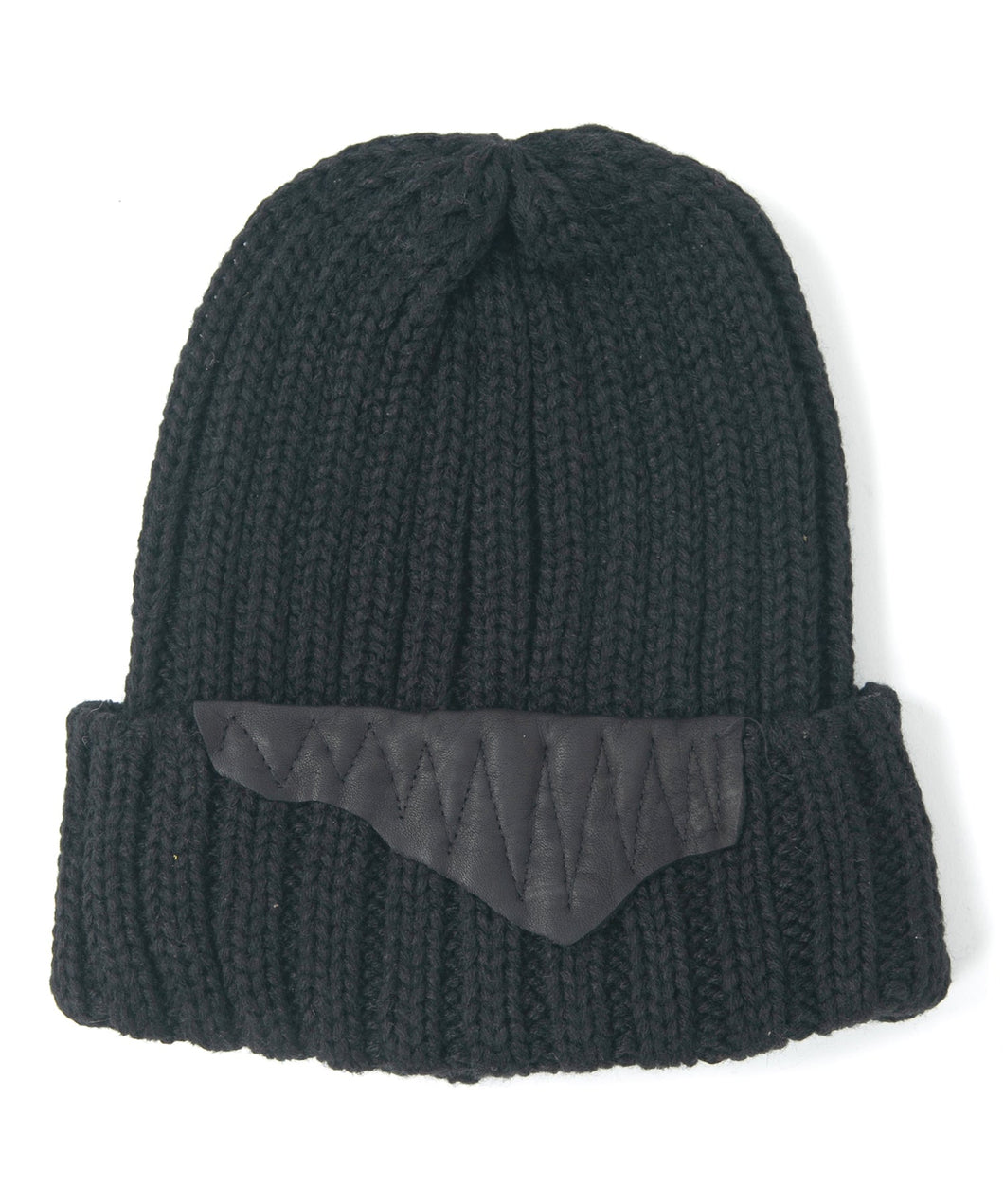 Wool Acrylic Low Gauge Rib Knitting Cap - BLACK