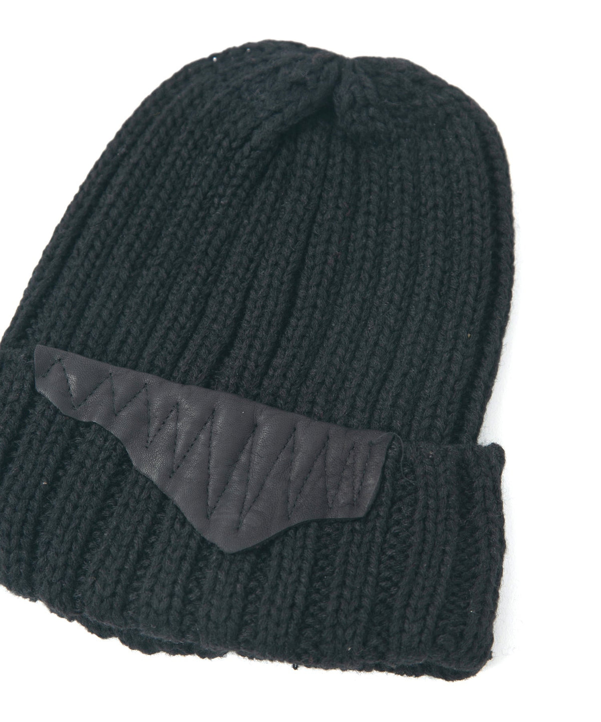 Wool Acrylic Low Gauge Rib Knitting Cap - BLACK