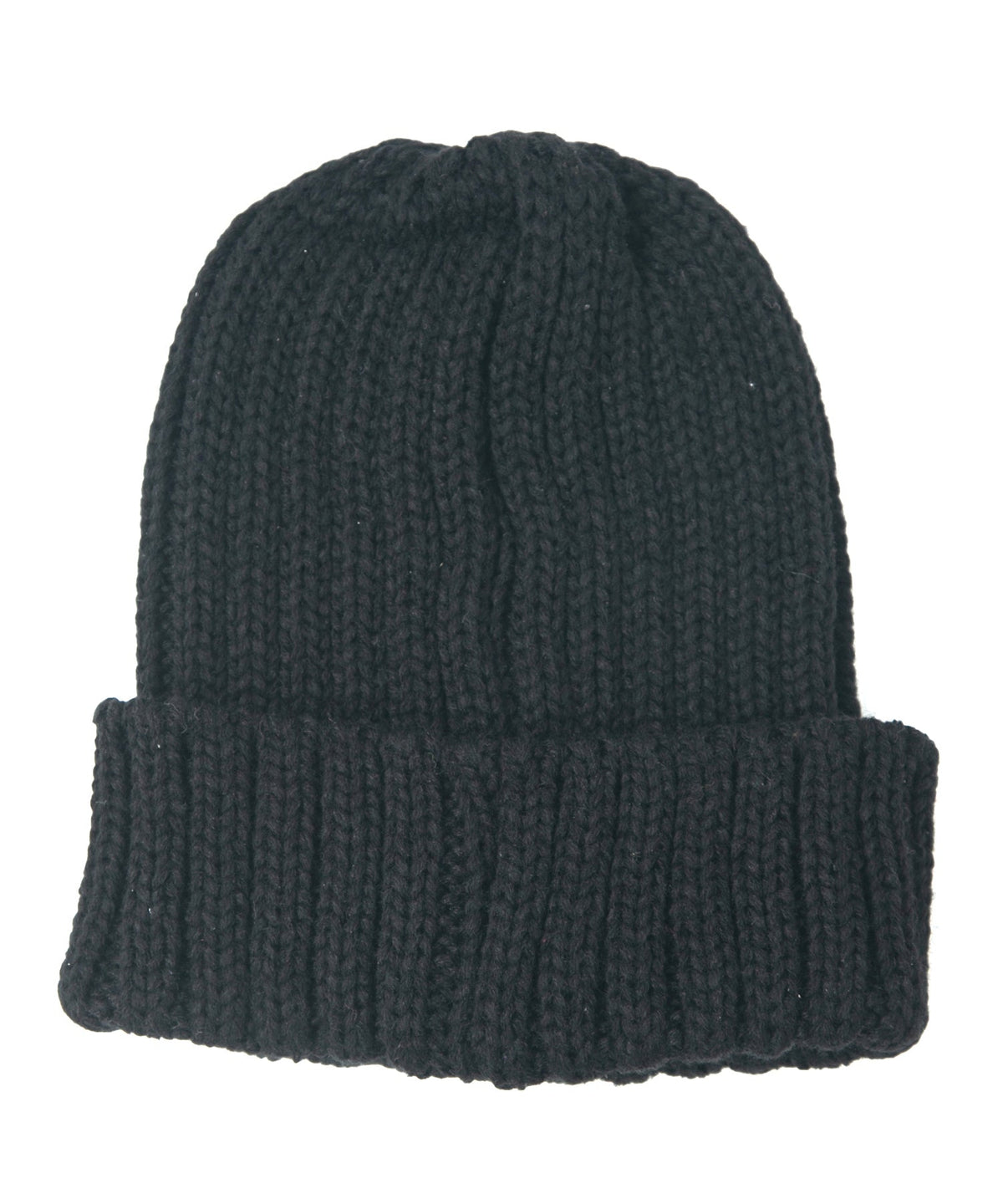 Wool Acrylic Low Gauge Rib Knitting Cap - BLACK