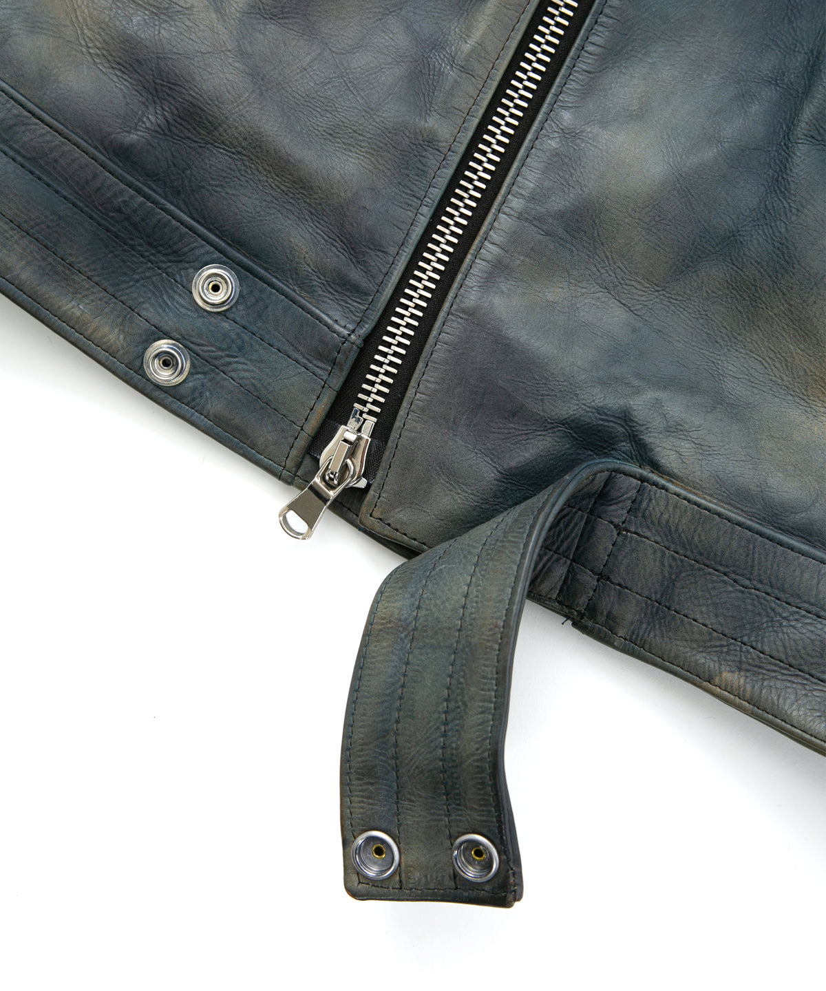 フルタンニン鞣し カーフスキン Burning dyed - 燃焼製品染め SPEEDER ダブルライダースジャケット - GUNBLUE