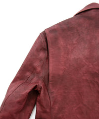 【直営店限定】フルタンニン鞣し カーフスキン Burning dyed - 燃焼製品染め JOEY ダブルライダースジャケット - BURGUNDY