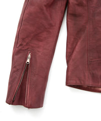 【直営店限定】フルタンニン鞣し カーフスキン Burning dyed - 燃焼製品染め JOEY ダブルライダースジャケット - BURGUNDY