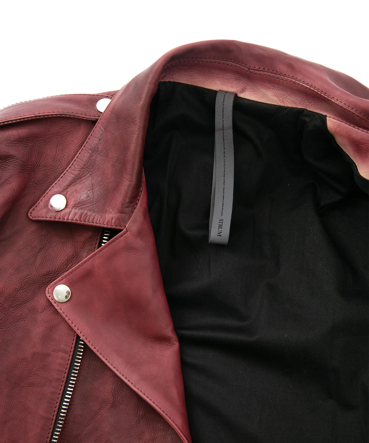 【直営店限定】フルタンニン鞣し カーフスキン Burning dyed - 燃焼製品染め JOEY ダブルライダースジャケット - BURGUNDY