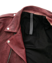 【直営店限定】フルタンニン鞣し カーフスキン Burning dyed - 燃焼製品染め JOEY ダブルライダースジャケット - BURGUNDY