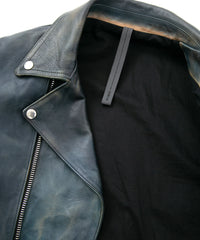フルタンニン鞣し カーフスキン Burning dyed - 燃焼製品染め SPEEDER ダブルライダースジャケット - GUNBLUE