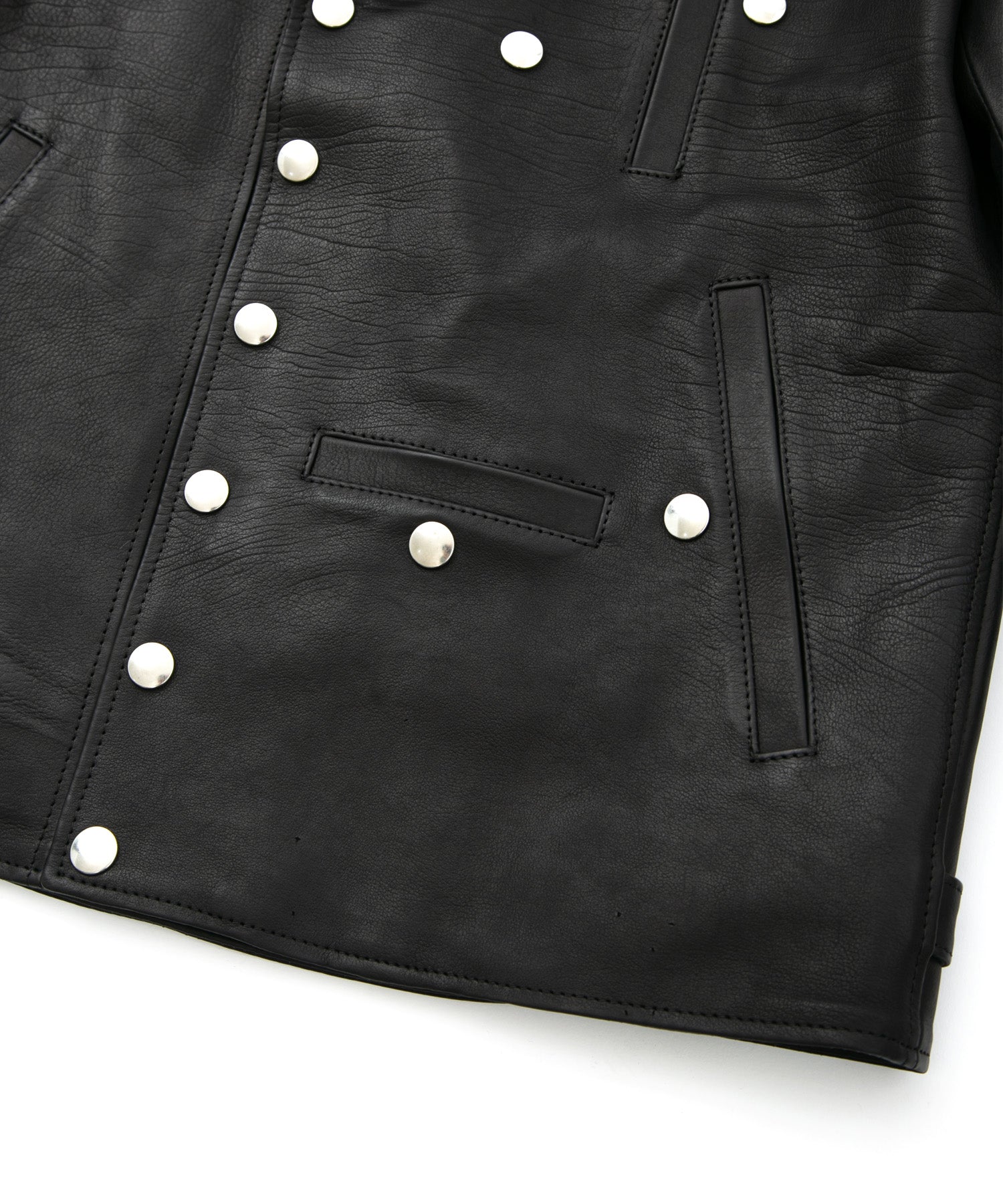 地生オイルカーフ INDIE ナポレオンライダースジャケット - BLACK