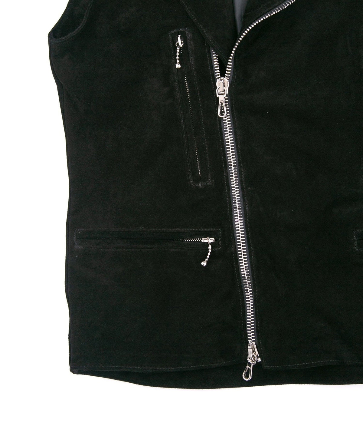 Domestic Calf Suede Riders Vest / BLACK