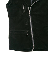 Domestic Calf Suede Riders Vest / BLACK