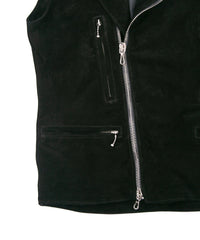Load image into Gallery viewer, Domestic Calf Suede Riders Vest / BLACK