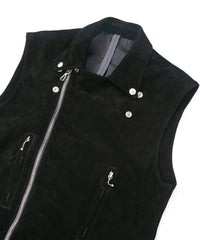 Domestic Calf Suede Riders Vest / BLACK