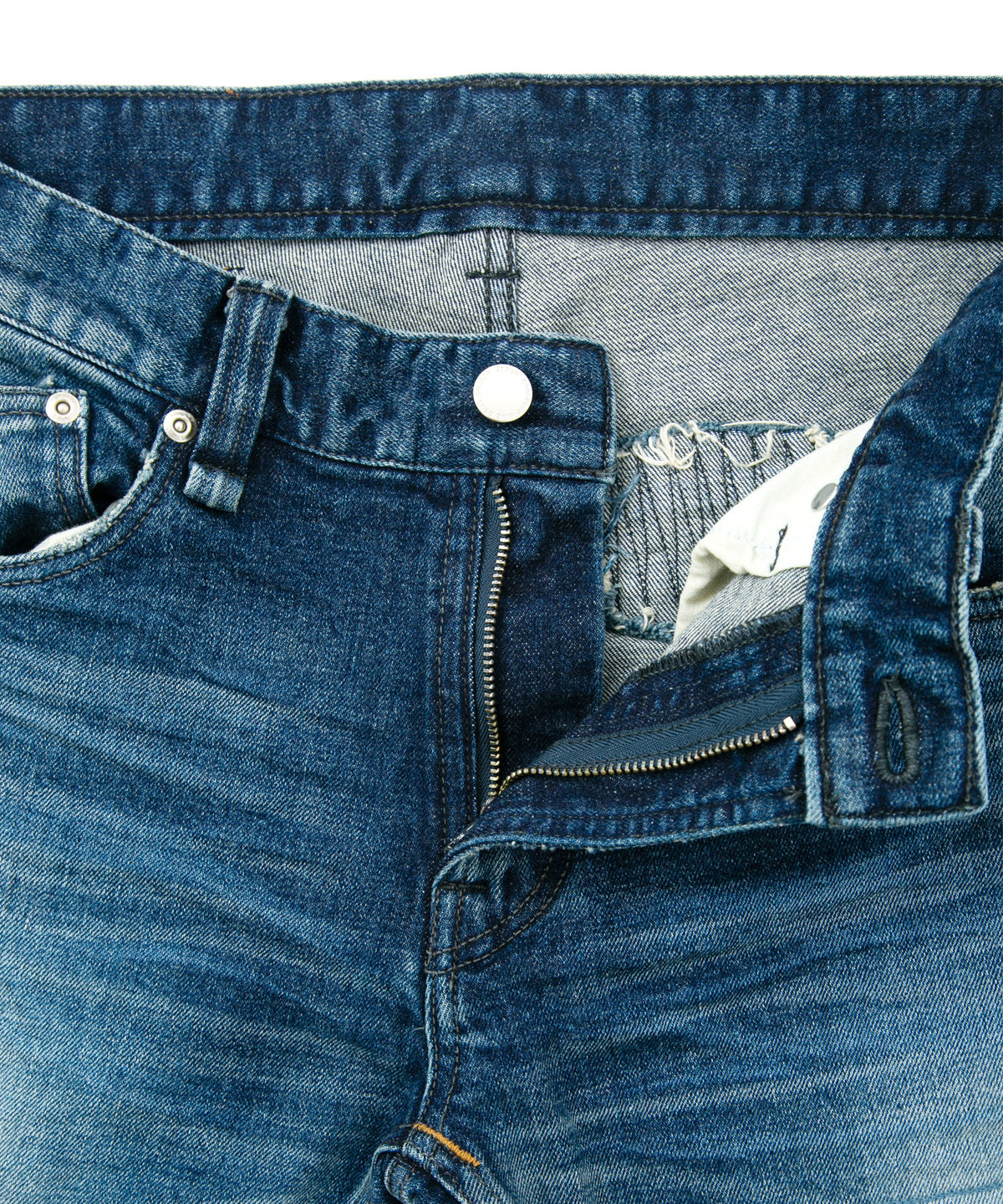 12.5oz Organic Cotton Stretch Denim Cropped Jeans Crash + Repair / INDIGO